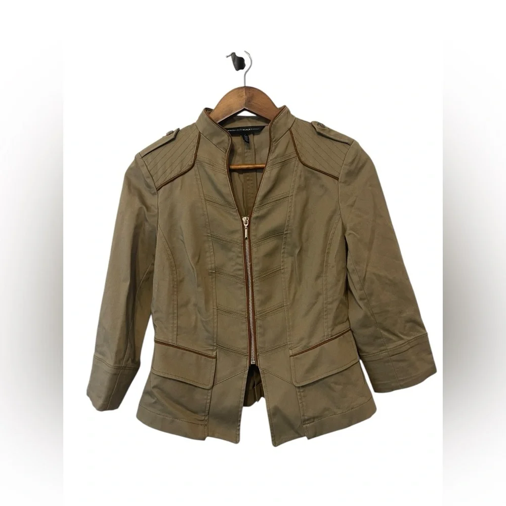Women’s White House Black Market Utility Jacket Size 2‎ Military Mini Trench